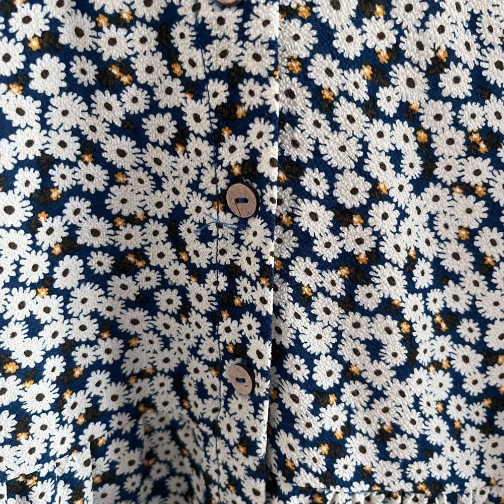 Good Luck Gem Navy Floral Button-Down Dress sleeveless size large - Picture 4 of 7